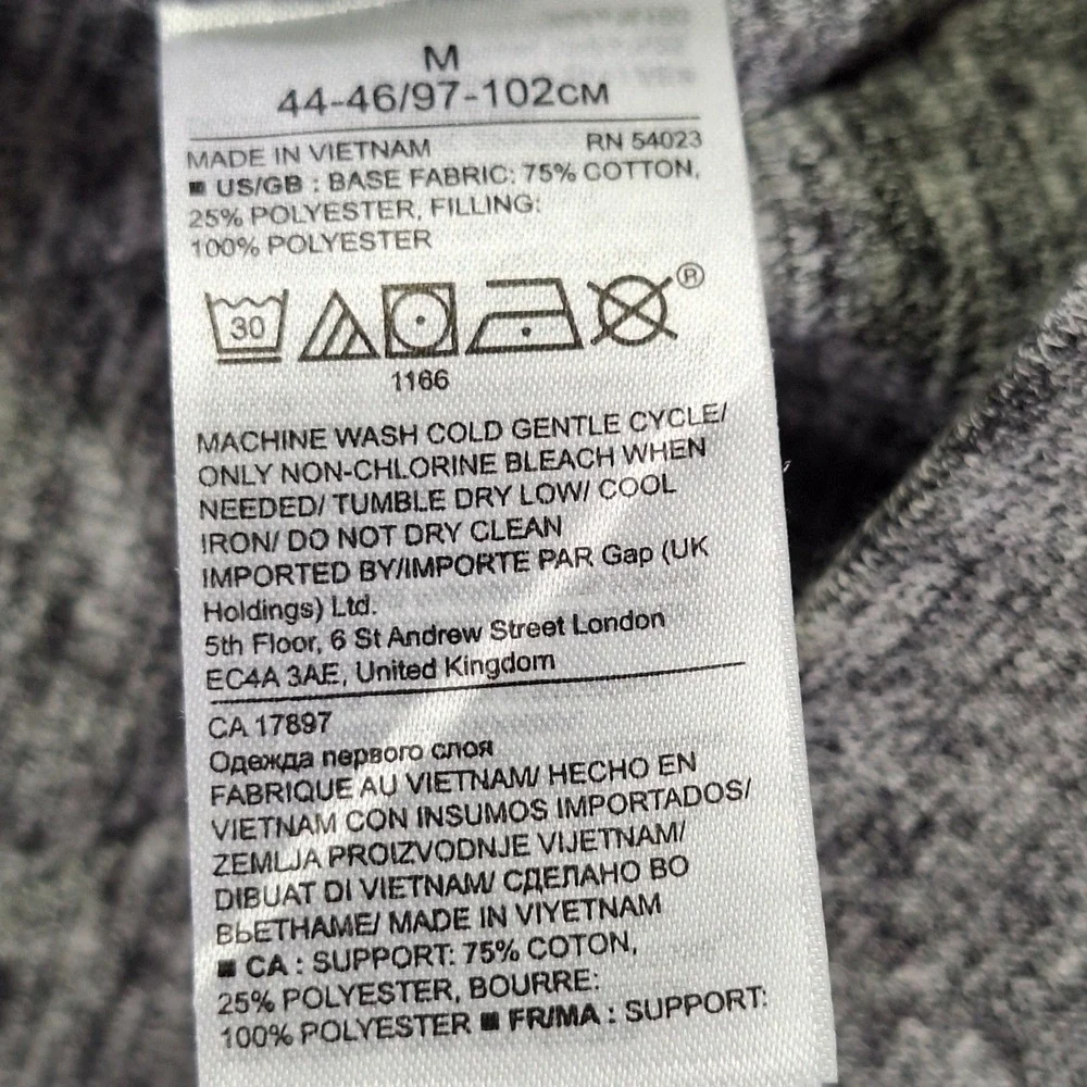 Banana Republic Quilted Hoodie Men's Medium Gray Long Sleeve Drawstring Full Zip